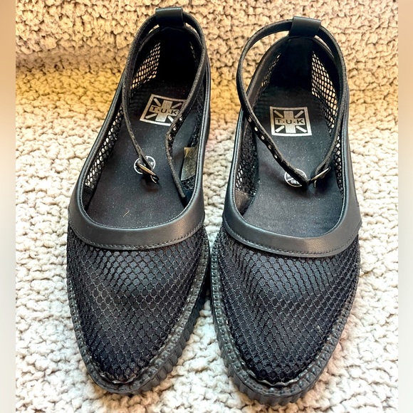 T.U.K Black Fishnet Pointed Ballet Creeper Size W9 - Picture 3 of 5